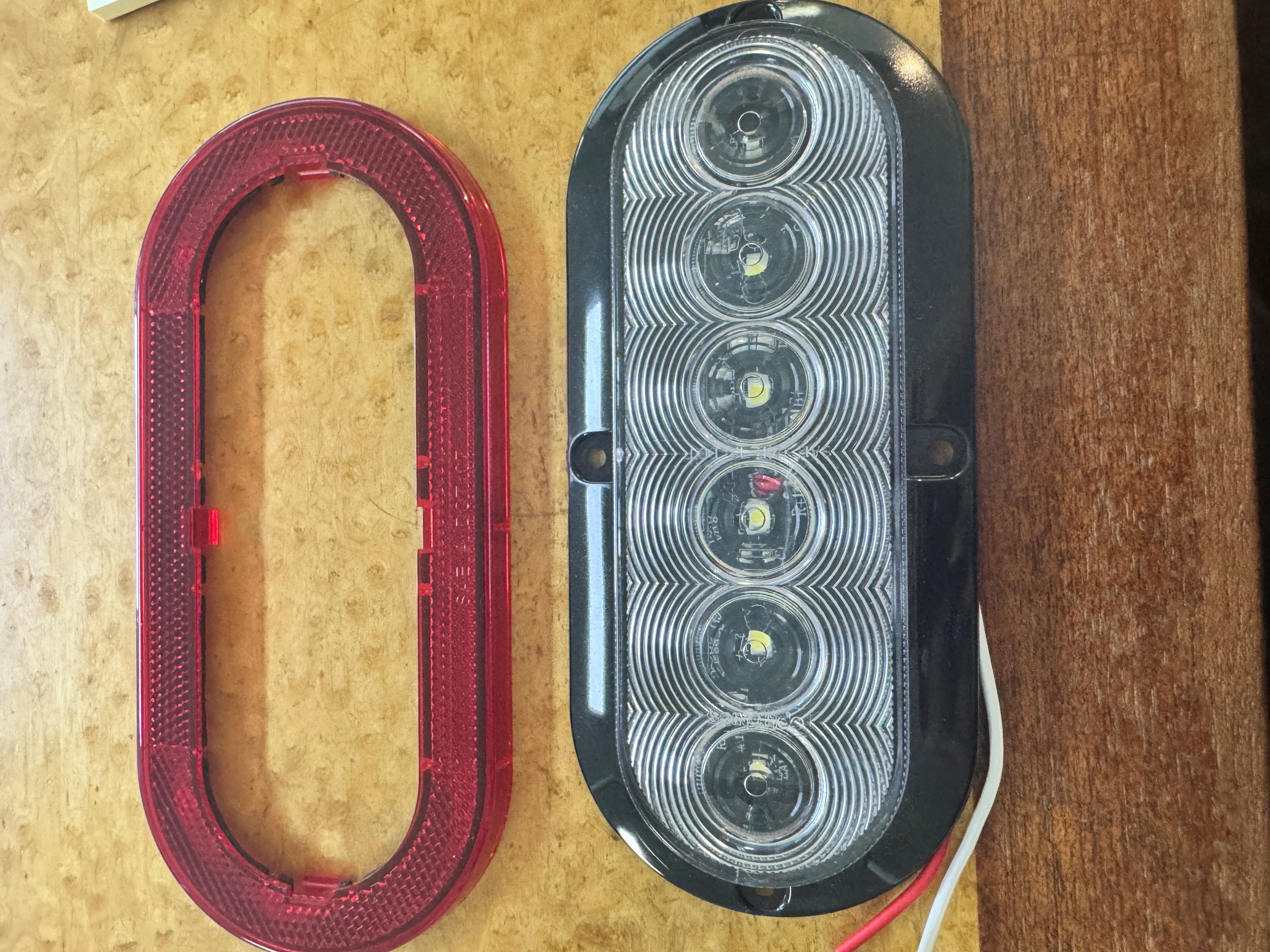 LED Back-Up Light with Red Trim Ring